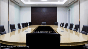 board room with empty chairs